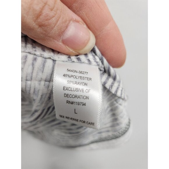 Live and Let Live Womens BOHO Tunic Top Large Gray Striped Embellished Lace - Picture 6 of 9